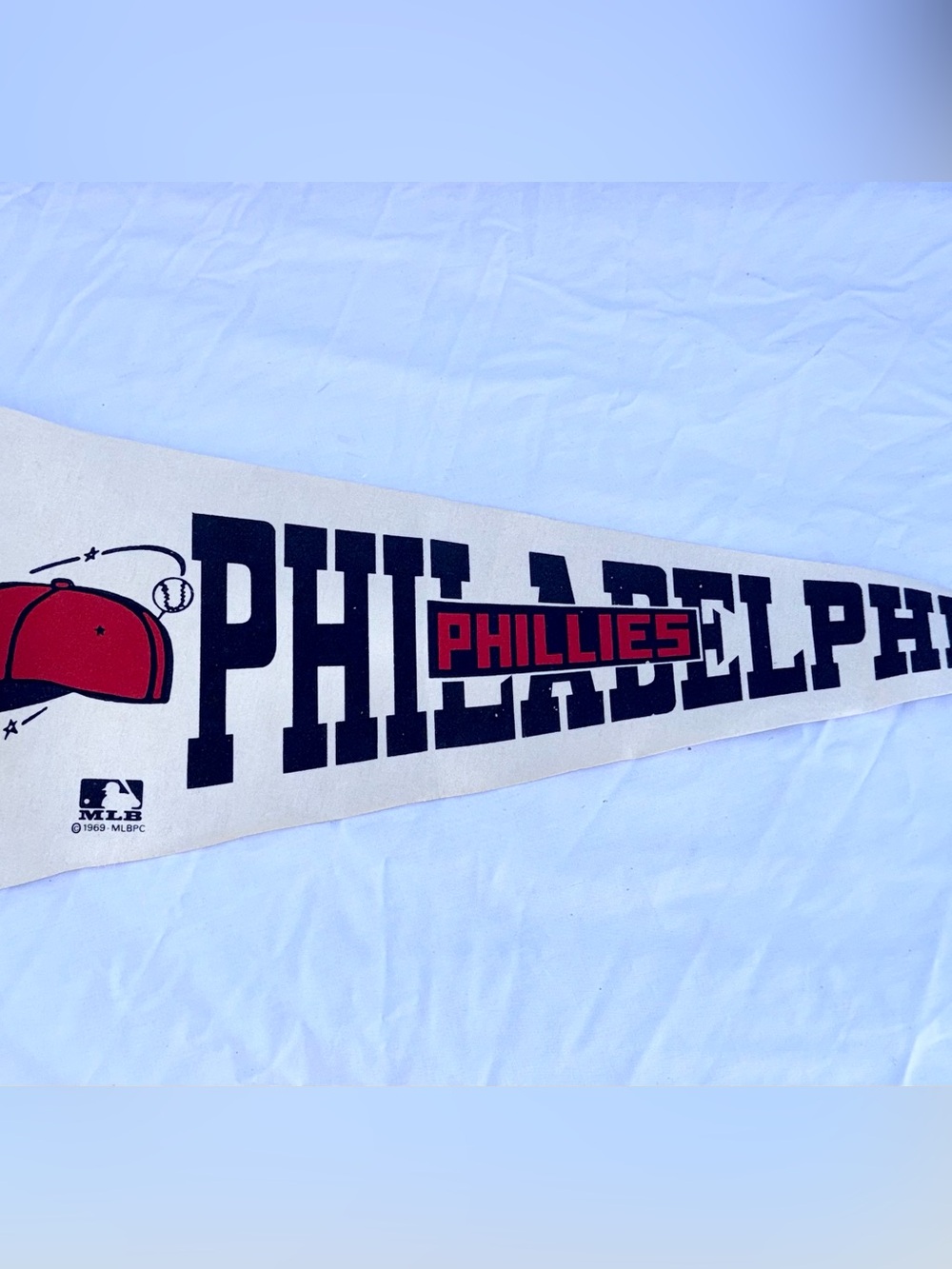 Vintage 1969 Philadelphia Phillies MLB Pennant Flag Authentic